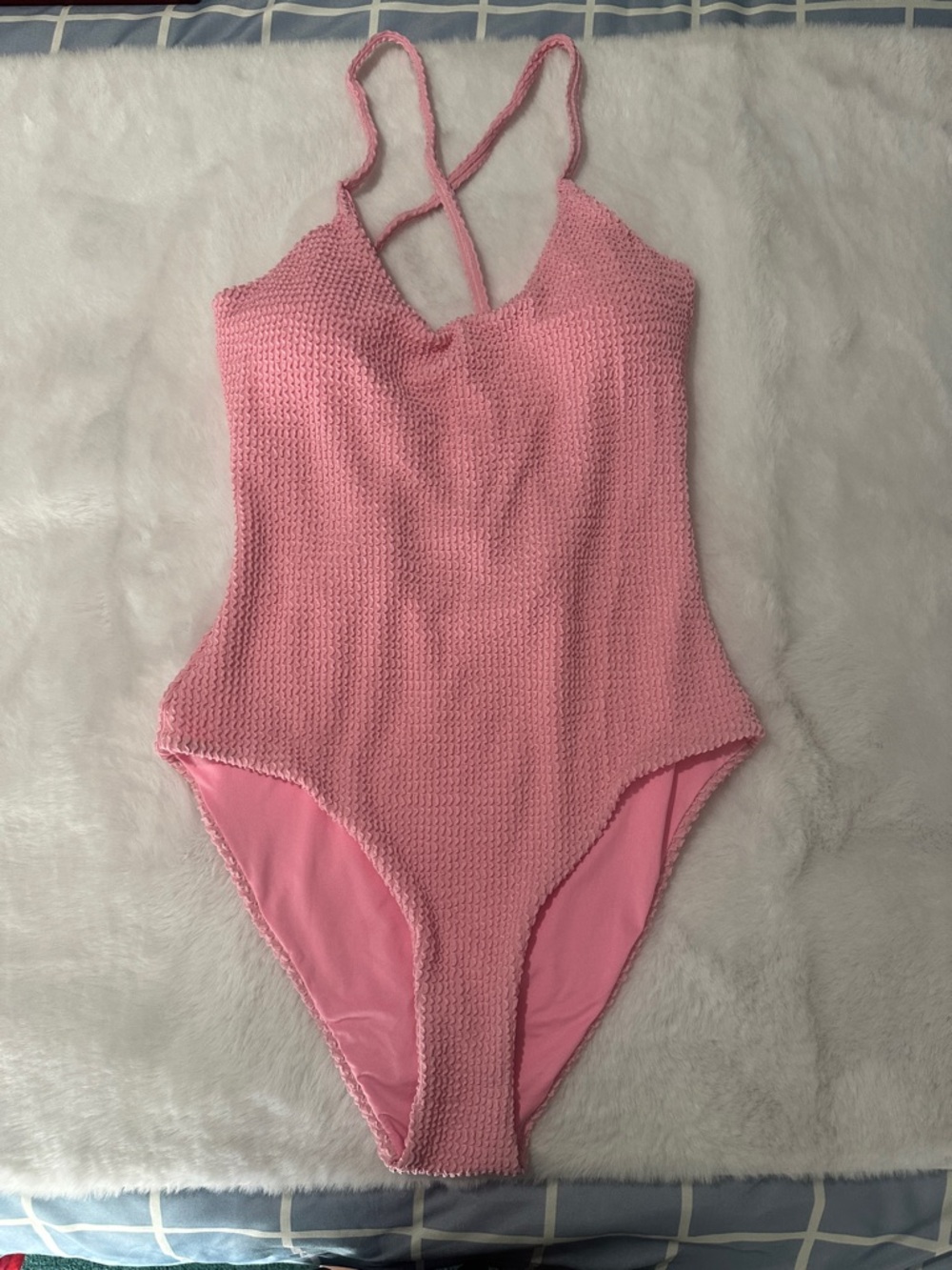 Pink Textured One-Piece Swimsuit